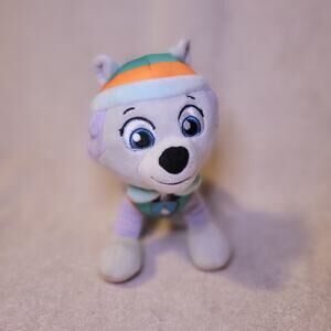 Paw Patrol EVEREST Plush 7” Spin Master 2015 Purple Gray Dog w/ Orange Green Hat